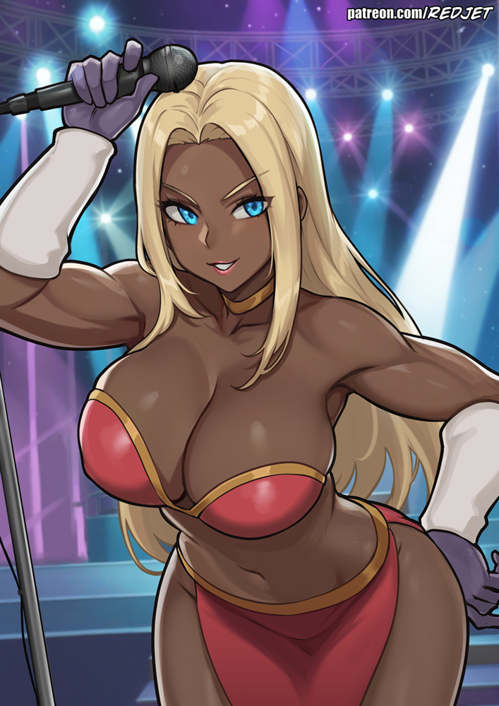 big breasts, blonde female, blonde hair, breasts, dark-skinned female, female, huge breasts, jynx, loincloth, redjet