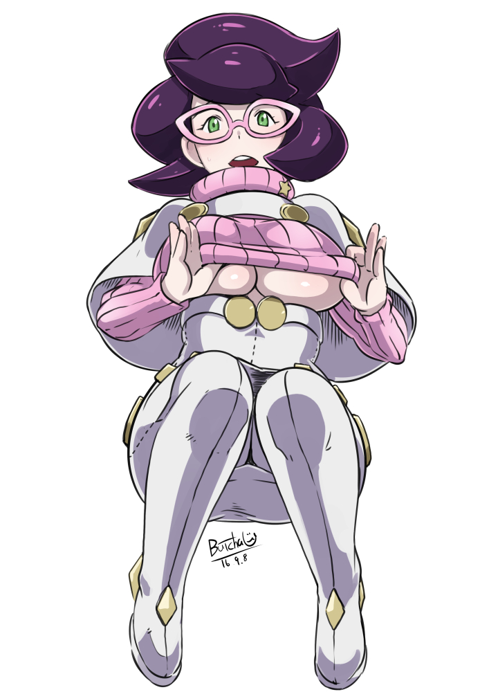 aether foundation, boots, breasts, busty, butcha-u, female, heel boots, high heel boots, pokemon, pokemon sm, thigh boots, thighhigh boots, white background, wicke (pokemon)