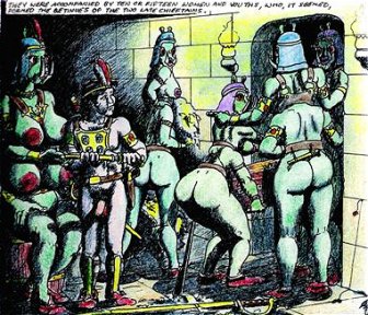 a_princess_of_mars alien ass balls breasts comic edgar_rice_burroughs female green_martian hair human james_killian_spratt john_carter male mammal melee_weapon nude penis pubes pussy standing sword traditional_media_(artwork) walking weapon