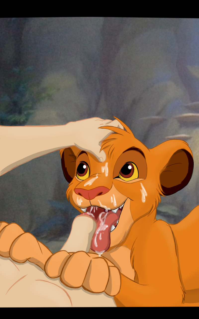 cub, cum, cum in mouth, cum on face, disney, facial, feline, gay, hand on head, kitsune18, lion, male, male only, oral, oral sex, orange fur, simba, the lion king, tongue, tongue out, yaoi, yellow fur, zoophilia