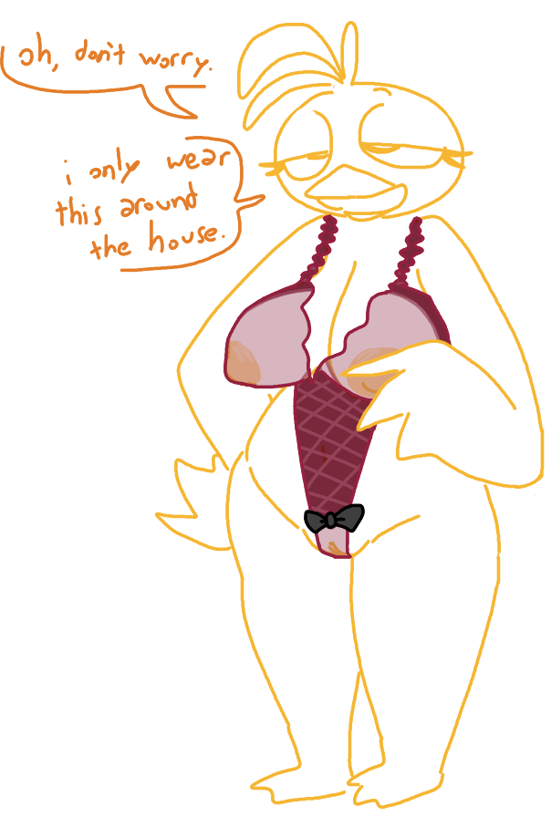 avian bird breasts chicken clothing five_nights_at_freddy's five_nights_at_freddy's_2 lingerie nipples pussy solo teddy_(clothing) the_weaver toy_chica_(fnaf) video_games