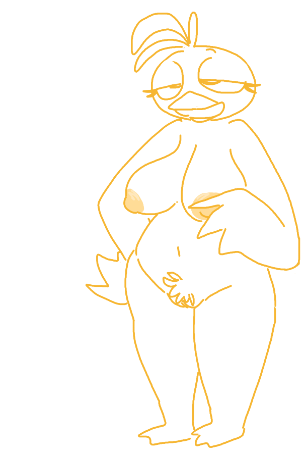 avian bird breasts chicken dialogue female five_nights_at_freddy's five_nights_at_freddy's_2 half-closed_eyes nipples non-mammal_breasts nude pussy solo text the_weaver toy_chica_(fnaf) video_games