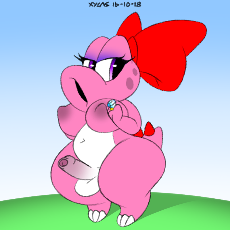 1futa 2016 anthro areola balls belly big_breasts birdo bow breasts diamond_ring dickgirl erect_nipples erection eyeshadow fat foreskin futa_only futanari half-closed_eyes intersex looking_to_the_side mario_(series) navel nintendo nipples nude penis pink_skin purple_eyes slightly_chubby solo spiked_tail spots tail thick thick_thighs thighs toe_claws uncircumcised uncut video_games white_belly xylas