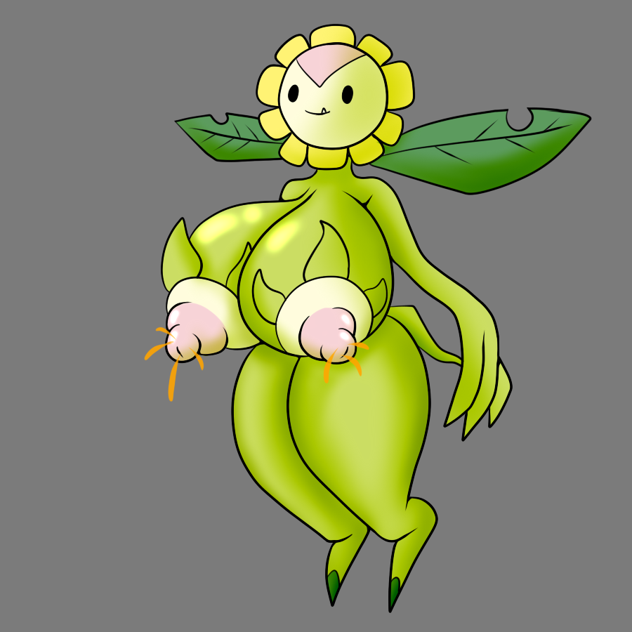 anthro breasts digimon erect_nipples female flora_fauna flower honey huge_breasts lactation nectar nipples plant scarecorrode solo sunflower sunflowmon tagme unusual_lactation wide_hips