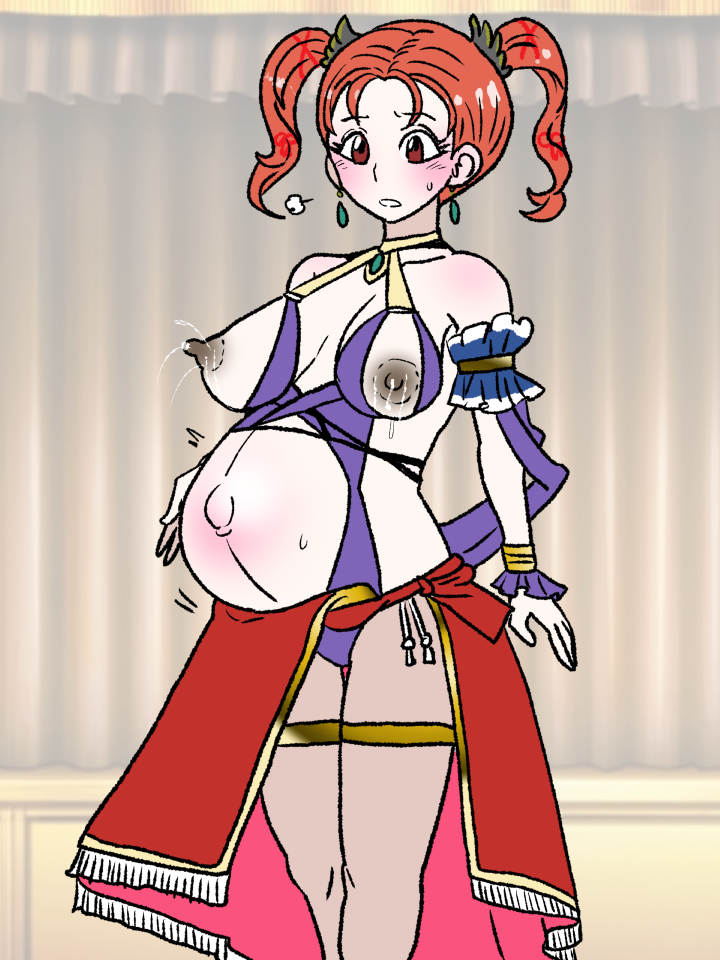 1girls belly big_belly breasts dragon_quest dragon_quest_viii female jessica_albert lactation nipples pbsheep18ovbt pregnant red_hair solo