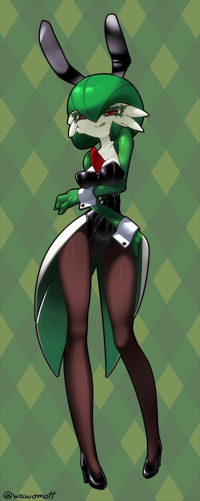 bunny_ears bunnysuit gardevoir licking_lips looking_at_viewer pantyhose pokemon pokemon_(species) wawo