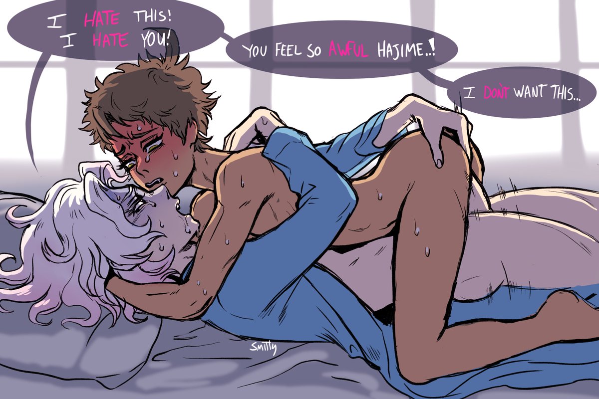 anal, anal sex, ass, blush, danganronpa, danganronpa 2: goodbye despair, gay, gay anal, gay sex, hand on ass, hand on butt, hinata hajime, male, male focus, male only, male penetrated, male penetrating, male penetrating male, male/male, nagito komaeda, naked, naked male, nude, nude male, pleasure face, ren valentine, sick, tan body, tan skin, yaoi