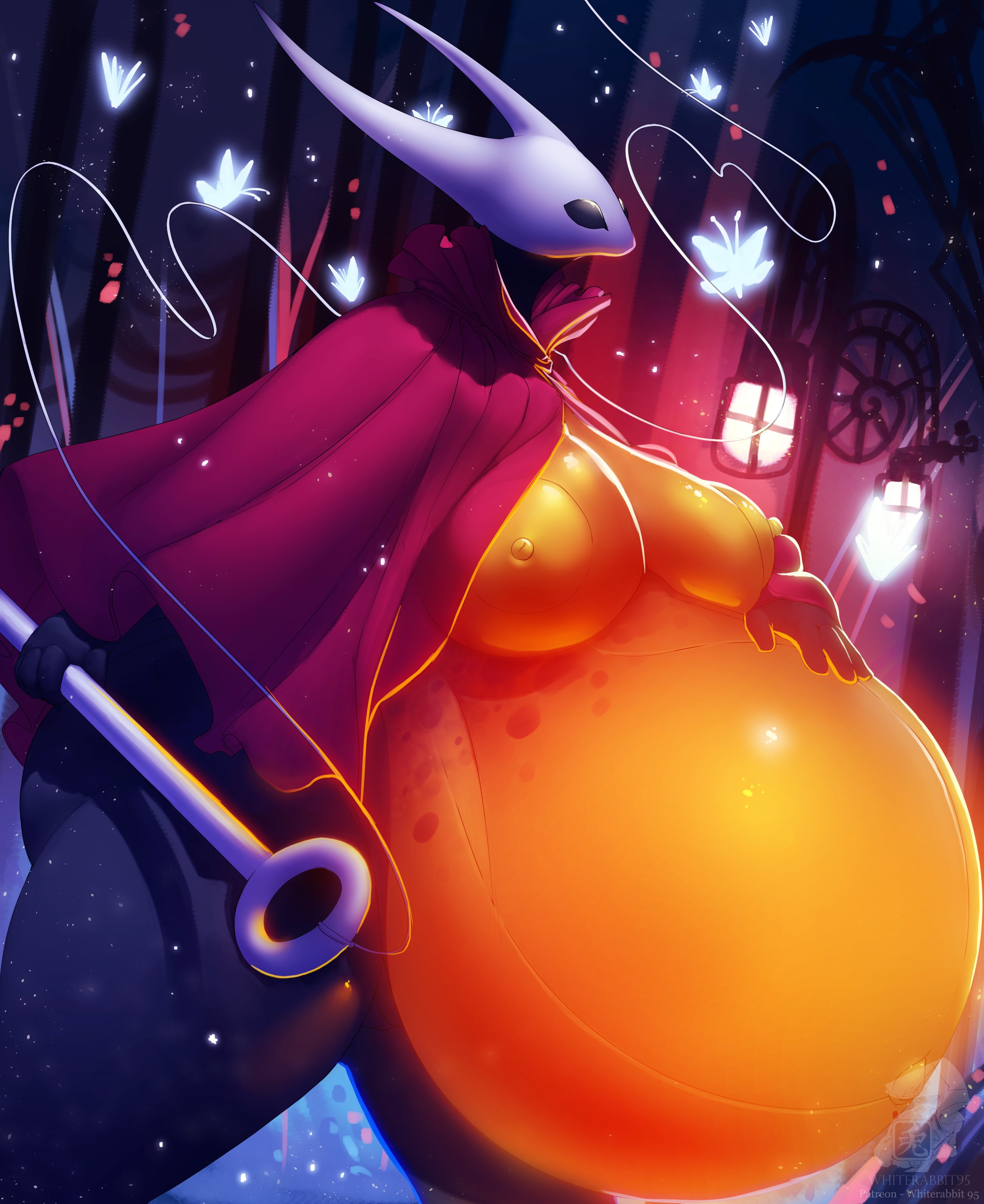 1girls, anthro, ass, breasts, female, female only, hollow knight, hornet (hollow knight), huge ass, huge breasts, humanoid, large breasts, nude, pregnant, ready to pop, solo, solo female, standing, the infection (hollow knight), whiterabbit95