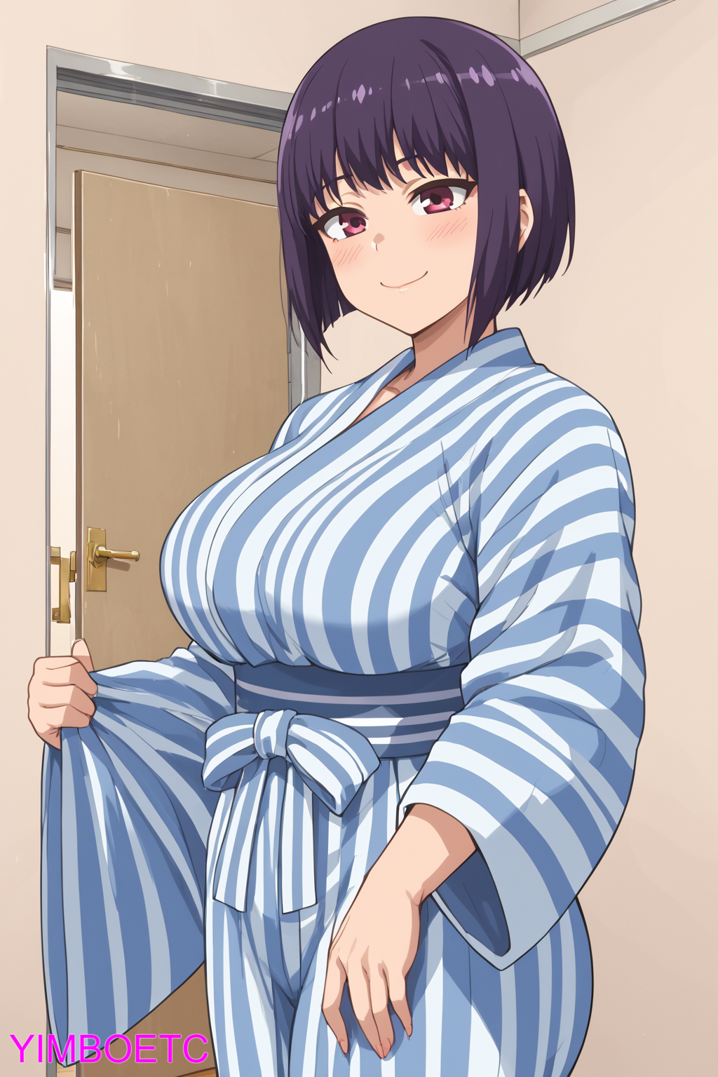 1girls ai_generated beautiful big_breasts hana_sunomiya huge_breasts ijiranaide_nagatoro-san large_breasts looking_at_viewer please_don't_bully_me,_nagatoro purple_eyes purple_hair sexy shiny_hair short_hair smile solo solo_female stable_diffusion standing thick_thighs voluptuous voluptuous_female wide_hips yimboetc yukata