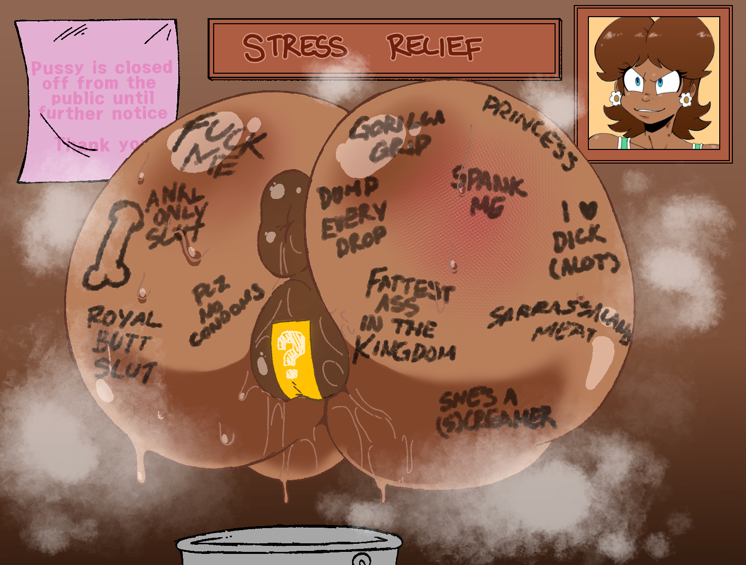 1girls, anal, anal access, anal only, anal only maebari, anus, anus focus, ass, big anus, big ass, body writing, bubble ass, bubble butt, dark skin, dark-skinned female, female, female focus, female only, glory wall, human, human female, human only, maebari, mario (series), nintendo, princess daisy, public use, puffy anus, puffy pussy, pussy, pussy lips, pussy sticker, royalty, sealed pussy, solo, solo female, spank marks, steaming body, steamy, steamy ass, steamy pussy, stuck in wall, swamp ass, sweat, sweaty ass, taped pussy, twitter link, unseen character, vaginal fluids, weener72