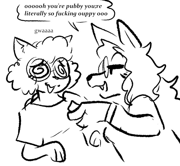 2girls, anthro, anthro only, dialogue, english text, female, furry, furry only, fursona, glasses, hypnosis, hypnosis fetish, punkitt, punkitt (fursona), swirly eyes, text, trans woman, werewolf, werewolf girl, wolf, wolf ears, wolf girl, wolf tail, wolfgirl9million
