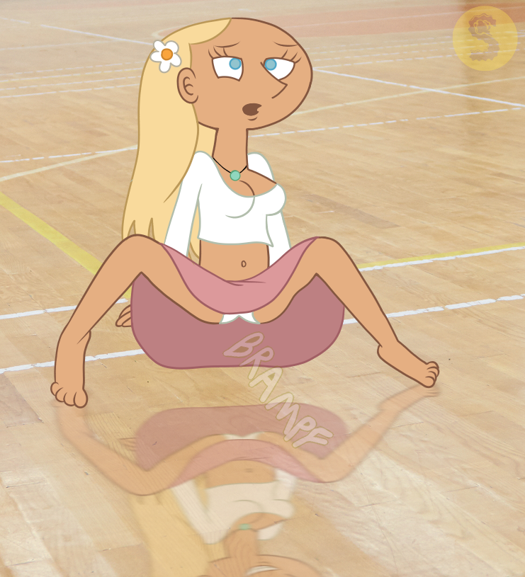 1girls 2025 4_fingers 4_toes barefoot bellybutton blonde_female blonde_hair blue_eyes cleavage colored colored_outline fart fart_fetish farting female flower_in_hair gym long_hair long_hair_female miracle_grohe nervous onomatopoeia photo_background photorealistic pink_skirt reflection relieved sit_down_shut_up sitting smiling solo_female solo_focus spread_legs stinkify style_parody tank_top upskirt watermark white_panties white_shirt white_skin