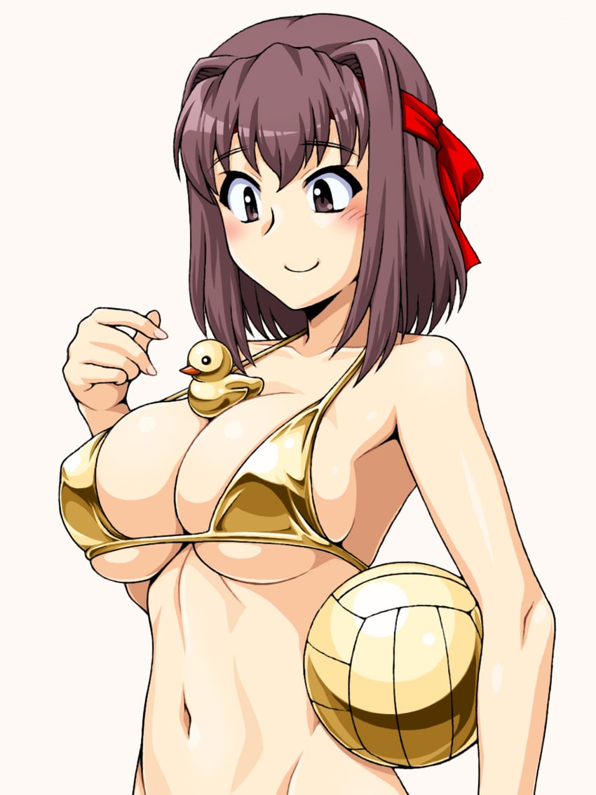 anime big_breasts bikini duck female female_only girls_und_panzer golden_bikini