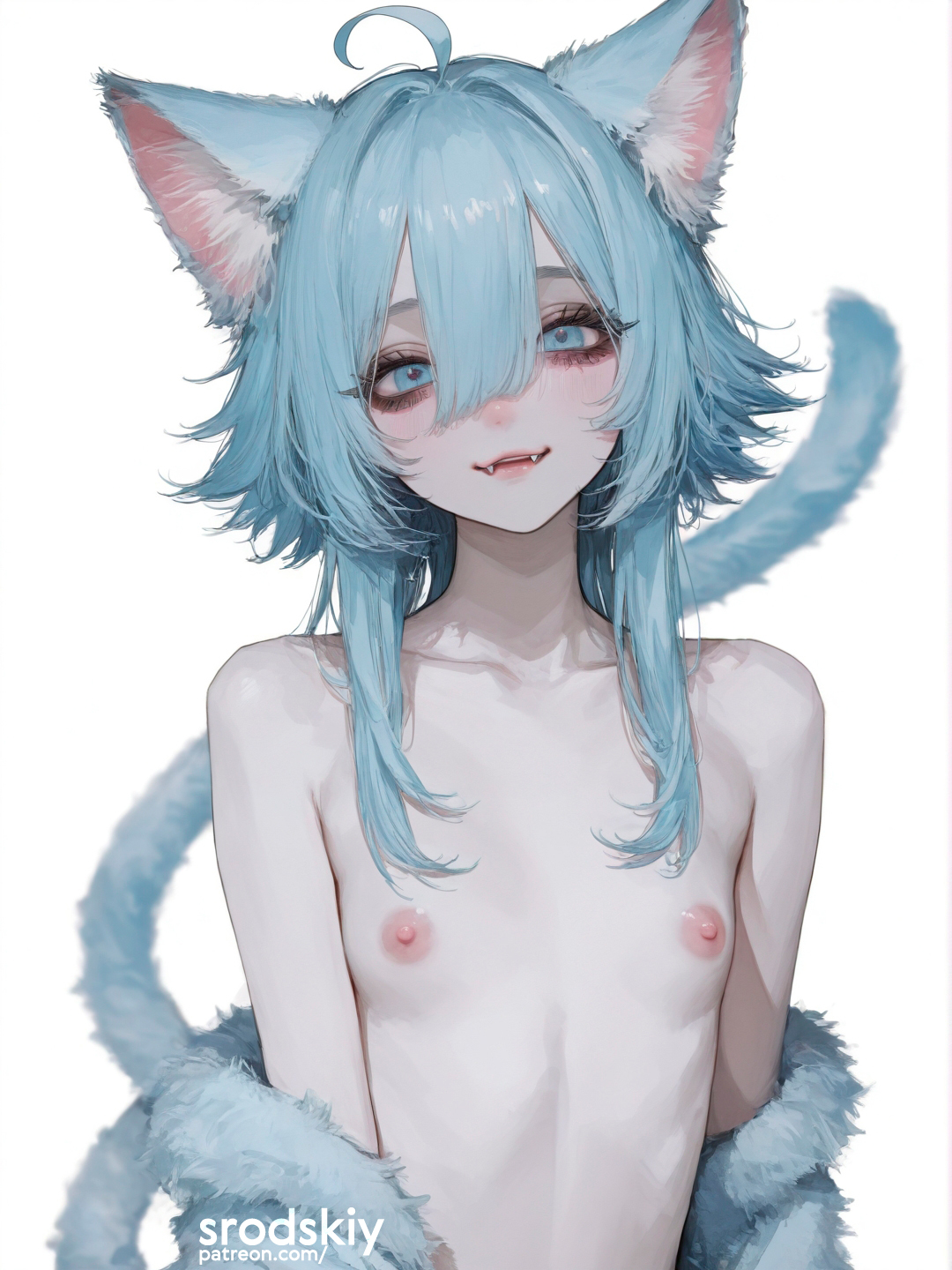 1girls, ai generated, breasts, cat ears, cat girl, cute, female, female only, mature female, neko, nipples, original character, small breasts, srodskiy, tagme, vulgar, young