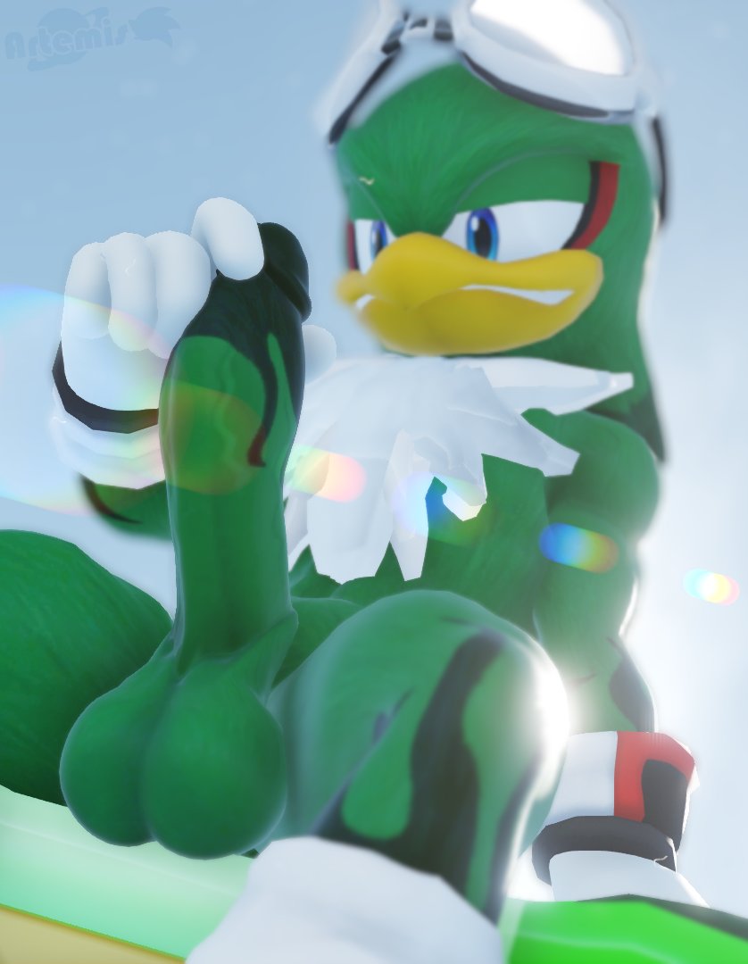 1boy 3d_(artwork) accipitrid accipitriform anthro artemissaturn avian balls bird chest_tuft digital_media_(artwork) genitals holding_penis jet_the_hawk male male_only masturbation muscular muscular_male pecs penis presenting presenting_penis pubes sega solo sonic_(series) sonic_riders sonic_the_hedgehog_(series) tattoo tuft