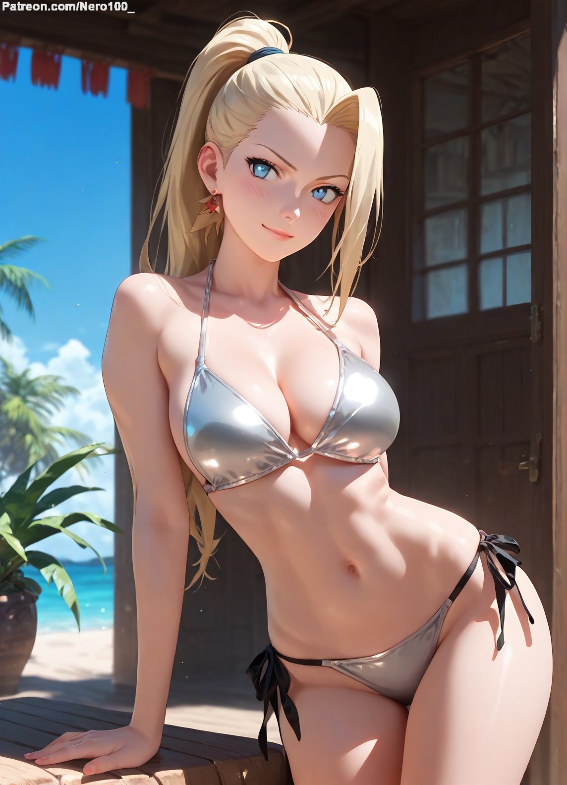 1girls 2d ai_generated areolae artist_request beach big_breasts bikini bikini_bottom bikini_top blonde_female blonde_hair boruto:_naruto_next_generations breasts chest curvy curvy_figure cute cute_face detailed eyelashes eyeshadow female female_only fit fit_female focus hair high_quality ino_yamanaka large_breasts legs light-skinned_female light_skin lips lipstick long_hair makeup mascara naruto naruto_(series) naruto_shippuden outdoors outside pale-skinned_female pale_skin perky_breasts ponytial posing seductive seductive_look stable_diffusion tagme thighs thin_waist