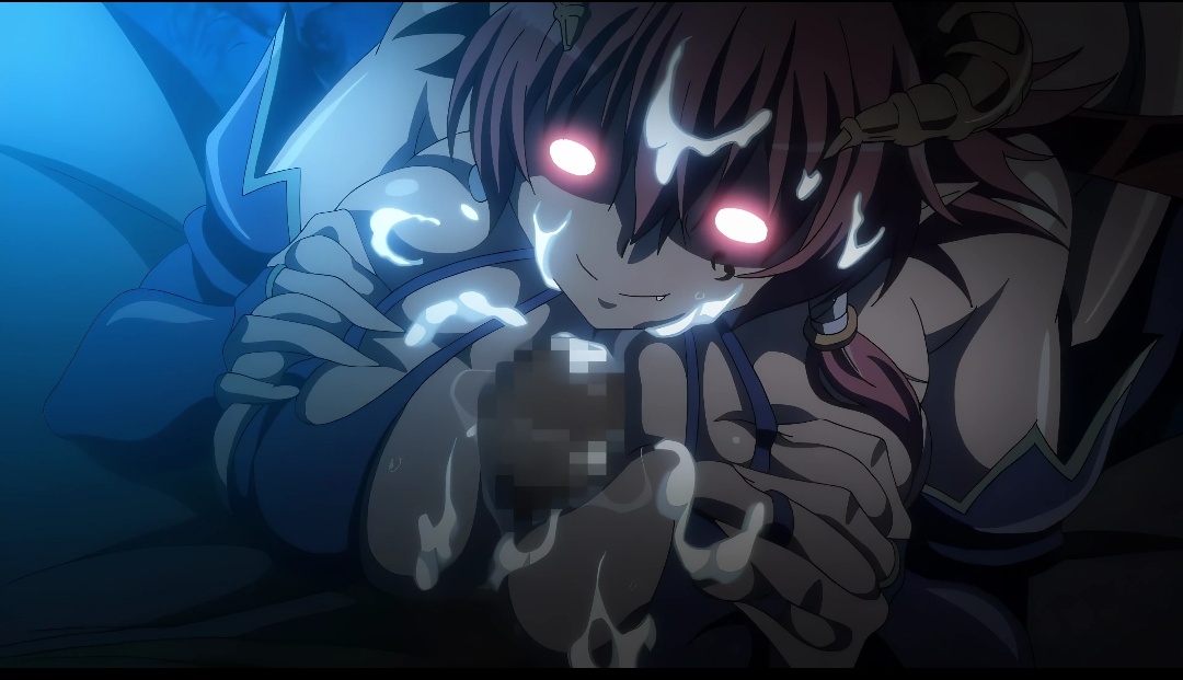 big breasts, breasts, cum, cum on breasts, cum on face, demon, female, glowing eyes, huge breasts, kyonyuu fantasy, paizuri, post-orgasm, screencap, shamsiel, shamsiel shahar, succubus, titfuck, titjob