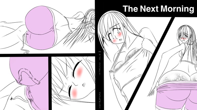 anal ass blush breasts cleavage clothing comic female hips infestation intorsus_volo long_hair midriff monochrome open_mouth original parasite shorts sleeping solo spot_color tank_top thighs unbirth unbirthing vore worm worms