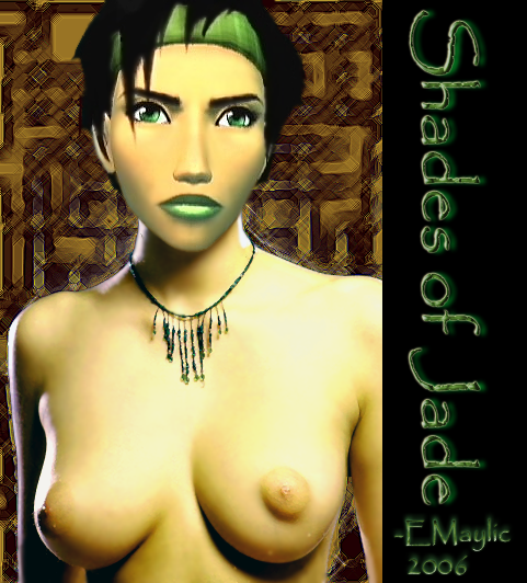 1girls 2006 3d beyond_good_and_evil big_breasts black_hair bottomless breasts dark_hair edit emaylic english_text female female_only green_eyes green_lips green_lipstick human human_only jade_(beyond_good_and_evil) large_breasts lipstick makeup necklace nipples short_hair solo solo_female tagme text topless uncensored