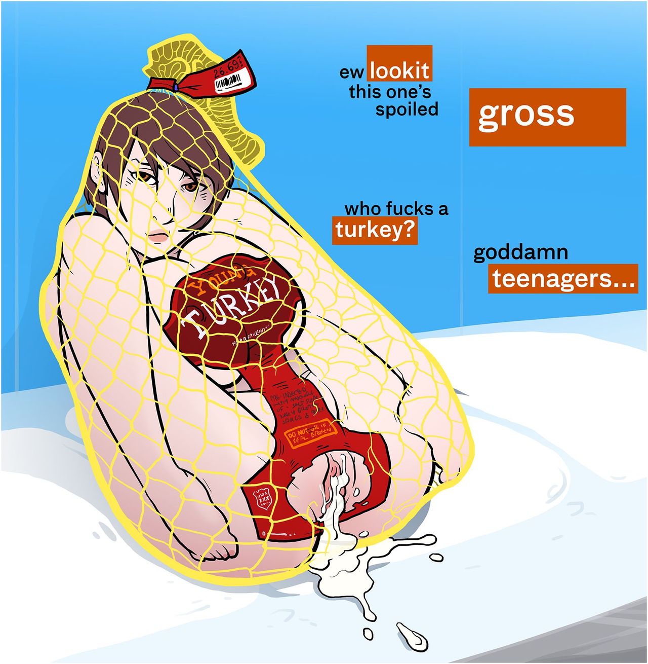 after sex, after vaginal, animate inanimate, ass, breasts, cum, cum in pussy, cum inside, excessive cum, female, food play, food porn, humanized, humanized food, leaking, leaking cum, meme, meme reference, pussy, sparrow (artist), tagme, thanksgiving, turkey