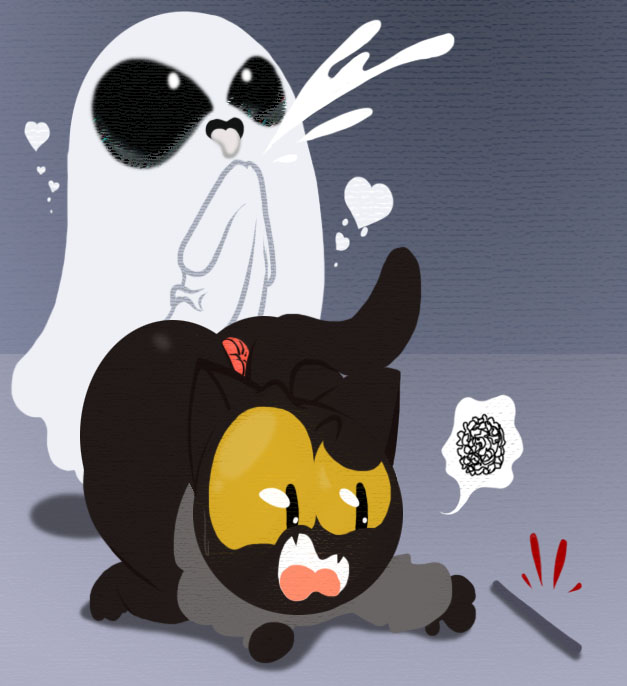 anal anus ass blpanda cute events feline ghost google halloween holidays magic magic_user male mammal momo_(google) penis seed sex sketch spirit