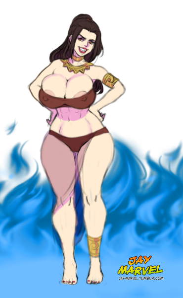 1girls, abs, alternate breast size, areola slip, artist name, ass, avatar legends, avatar the last airbender, azula, barefoot, big breasts, bikini, breasts, choker, cleavage, collar, female, female only, fire nation, huge ass, huge breasts, jay-marvel, jewelry, large breasts, muscular, muscular female, princess, slave, smiling, solo, swimsuit, voluptuous