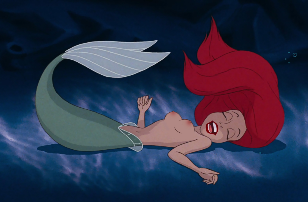 accurate art style, ariel (the little mermaid), badlydrawn, breasts, disney, disney princess, edit, female, loodncrood, merfolk, mermaid, nipples, tagme, the little mermaid (1989 film)