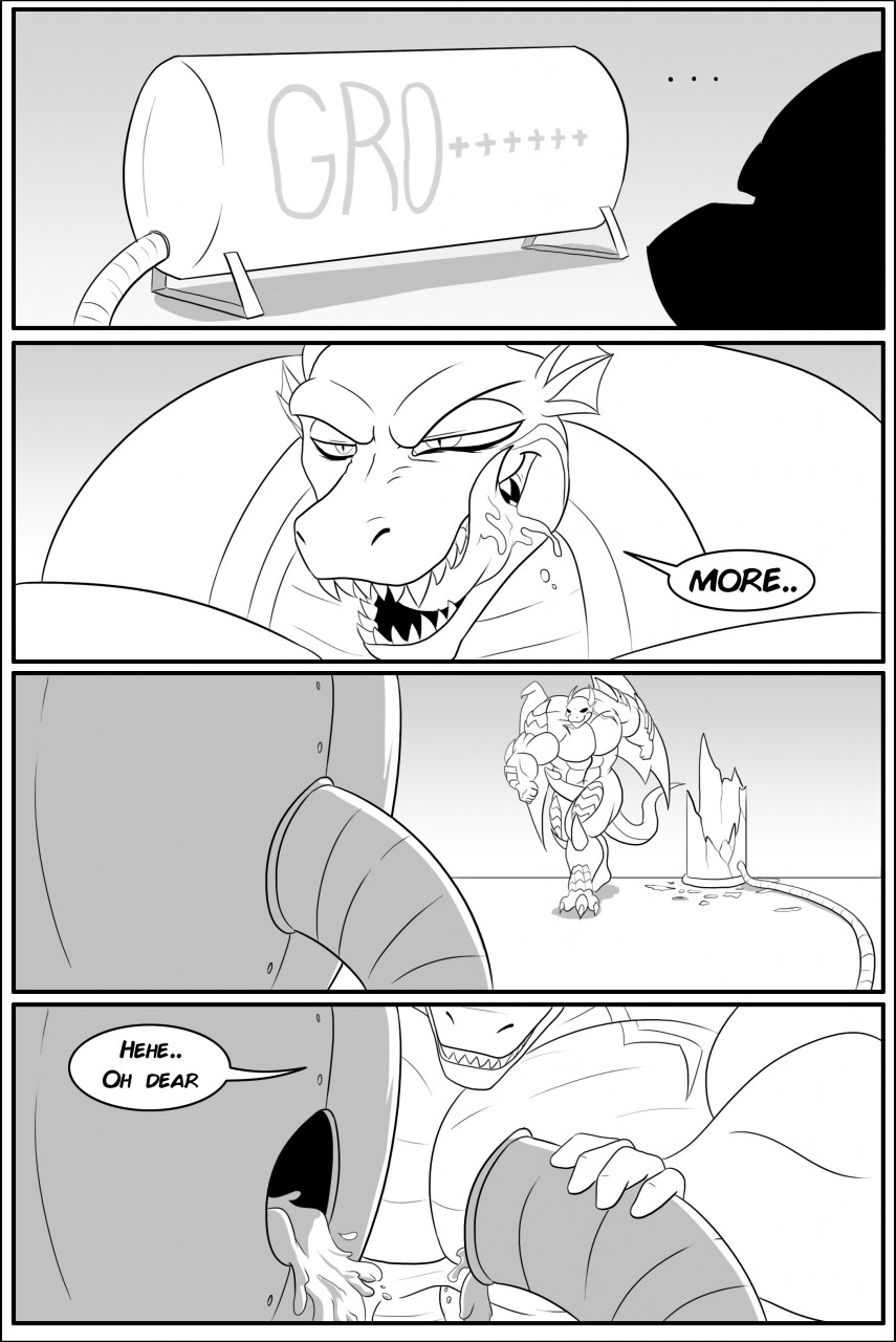 anthro clock-face comic dragon english_text erection hyper hyper_muscles male male_only monochrome muscular nude saliva smile solo text tongue tongue_out