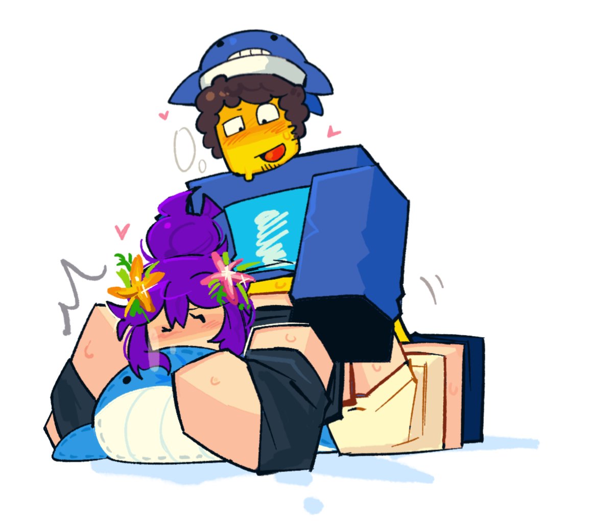 1boy, 1girls, ambiguous penetration, backshots, blocky body, brighteyes, brown hair, clothing, couple, female, male, purple hair, roblox, roblox admins, robloxian, shedletsky, source request, tagme, whitetea2007