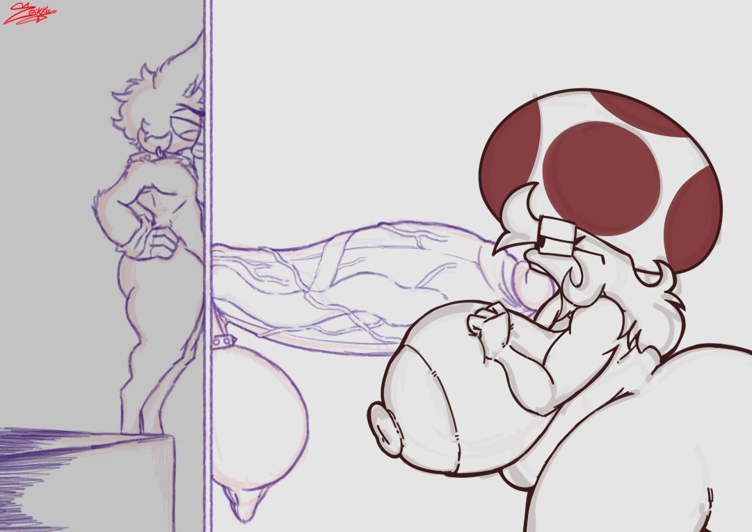 1boy, 1girls, artist signature, balls, big ass, big breasts, big penis, blowjob, breasts, bubble ass, bubble butt, chubby, chubby female, female, gigantic balls, glory hole, grabbing own breast, grimette toad (sillytoad), huge ass, huge cock, hyper, hyper balls, hyper penis, licking, licking penis, male, male/female, monochrome, mushroom, mushroom girl, mushroom humanoid, naked, naked female, nude, nude female, oral, original, original character, penis, penis awe, scrotum, scrotum flap, sillychubbytoad, sketch, slurping, sucking, sucking penis, sucking tip, thick ass, thick thighs, truezeikkunsfw, veiny, veiny penis, zeikku sona (truezeikkunsfw)