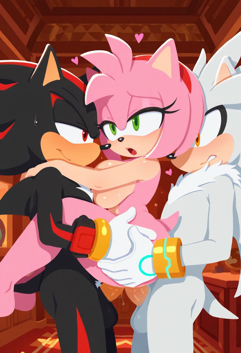 1girls, 2boys, ai generated, amy rose, anal, anal sex, animal ears, animal tail, big breasts, big cock, big thighs, breasts, cheating, dog husky ai, double penetration, female, gloves, heart, indoors, male, moaning, naked, ntr, penetration, penis, pussy, sex, shadow the hedgehog, silver the hedgehog, sonic (series), sonic the hedgehog (series), tail, threesome, vaginal penetration, voluptuous female