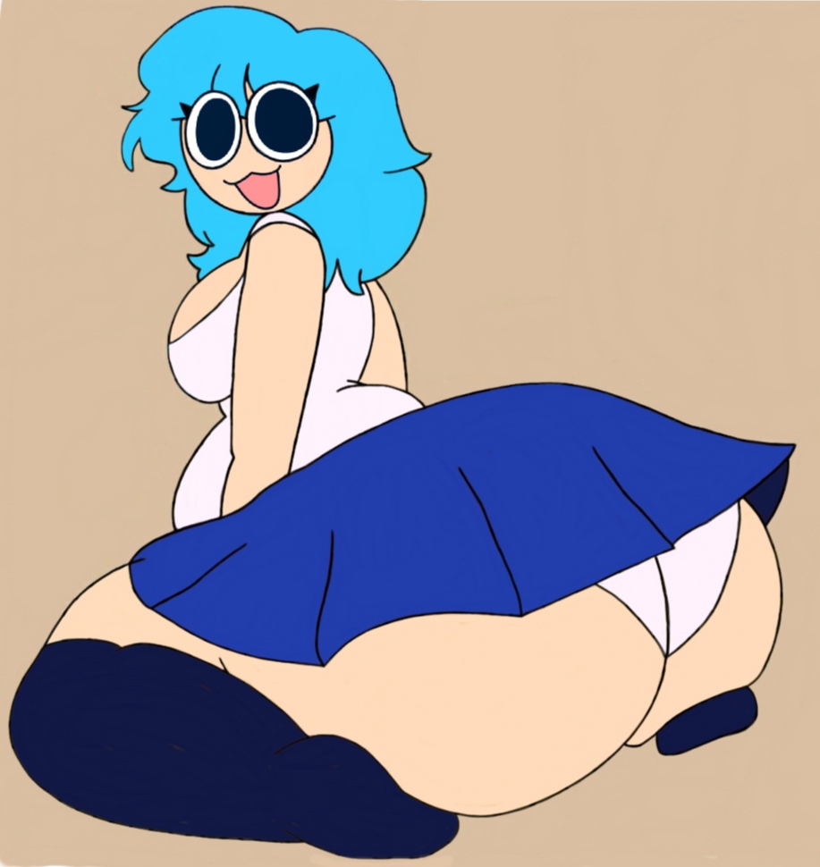 :3, :3d, :d, ass, ass bigger than head, big ass, breasts, cat smile, cute, female, friday night funkin, looking at viewer, ski (friday night funkin), sky (friday night funkin), skyverse, smile, solo