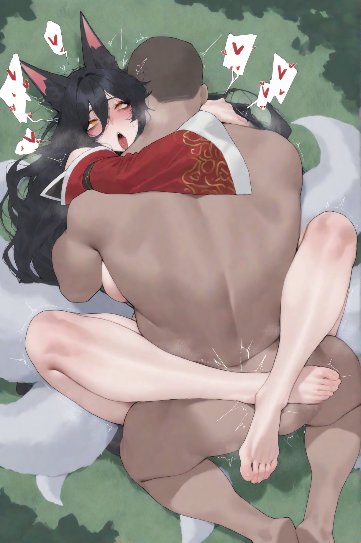 ahe gao, ahri, ai generated, breasts, female, huge breasts, league of legends, leglock, nude, nude female, pleasure face, pounding