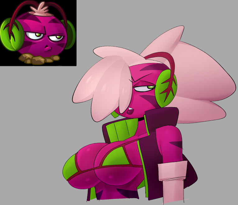 2d 2d_(artwork) absurd_res annoyed annoyed_expression clothing digital_drawing_(artwork) digital_media_(artwork) ea electronic_arts female female_only frown frowning humanoid looking_at_viewer looking_away looking_to_the_side no_humans no_panties not_furry phat_beet_(pvz) plant plant_girl plant_humanoid plantie plantigrade plants_vs_zombies plants_vs_zombies_2:_it's_about_time popcap_games pvz reference_image simple_background solo solo_female sqwunx_(artist) tagme topwear upper_body white_background