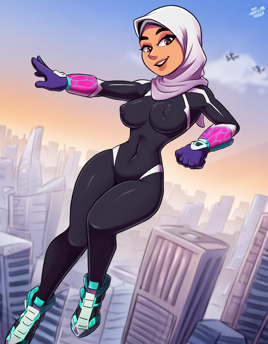 ai_generated arabian female hero heroine hijab muslim solo