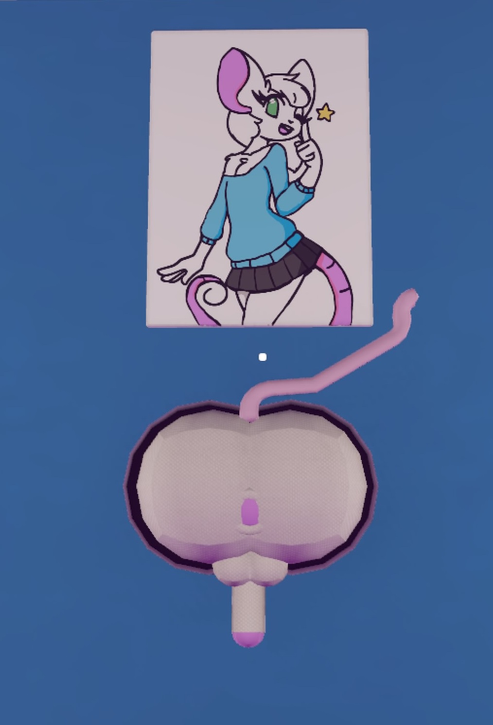 3d 3d_(artwork) anthro anus balls furry game_cg game_screenshot gay male male_only mouse mouse_tail penis pink_tail presenting_anus presenting_hindquarters recroom recroom-nsfw reggie_(whygena) small_penis stuck stuck_in_wall white_fur