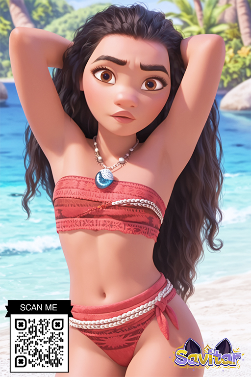 aged_down ai_generated armpits arms_behind_head arms_up beach bikini black_hair breasts brown_eyes brown_hair closed_mouth clothing dark-skinned_female dark_skin day disney female female_only forehead jewelry lips littlehentai long_hair looking_at_viewer midriff moana moana_waialiki navel necklace ocean original outdoors palm_tree red_bikini red_swimsuit sand savitar savitar_(artist) sky small_breasts smile solo standing stomach strapless swimsuit thick_eyebrows thick_lips tree water