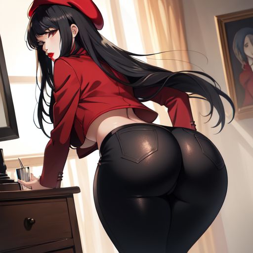 1girls ai_generated ass ass back back_view backside bent_over bent_over_table beret big_ass big_butt big_thighs black_pants brazilian brazilian_female bubble_ass bubble_butt clothed clothed_female curtains dhampir female female_only french holding_cup holding_glass hourglass_figure huge_ass jacket looking_back monica's_gang pants penha_(tdm) rear_view red_beret red_lips red_lipstick solo solo_female table thick_ass thick_butt thick_hips thick_thighs tight_clothing tight_pants turma_da_monica turma_da_monica_jovem visible_breath wide_ass wide_hips wide_thighs