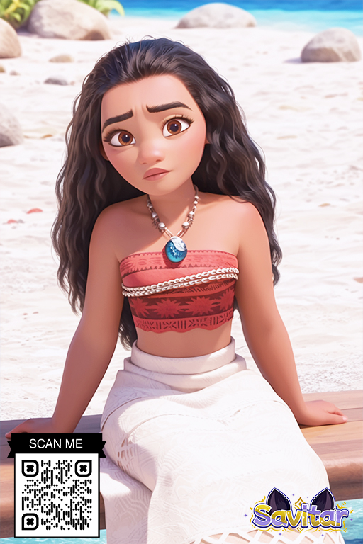 aged_down ai_generated arm_support bare_arms bare_shoulders beach black_hair breasts brown_eyes brown_hair closed_mouth clothing dark-skinned_female dark_skin day disney female gem jewelry lips littlehentai long_hair long_skirt looking_at_viewer midriff moana moana_waialiki necklace ocean outdoors rock sand savitar savitar_(artist) sitting skirt sky small_breasts solo strapless thick_eyebrows water