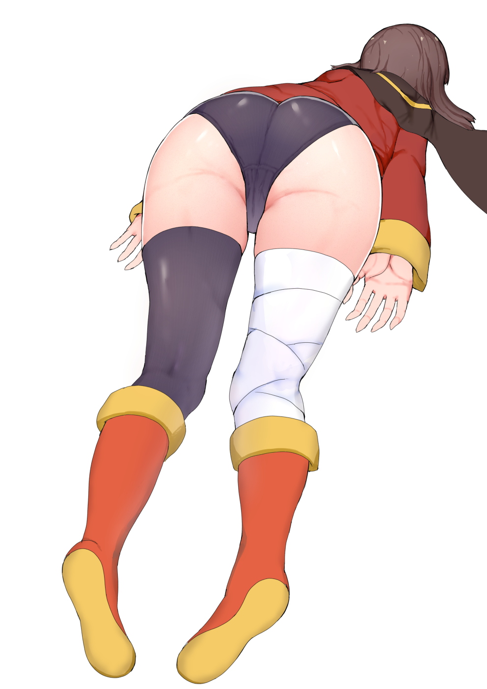 1girls ass big_ass big_butt black_panties black_thighhighs boots brown_hair bubble_butt female kono_subarashii_sekai_ni_shukufuku_wo! megumin pale-skinned_female pale_skin panties sikijou77o skj_77o thick_thighs thighhighs thighs white_background