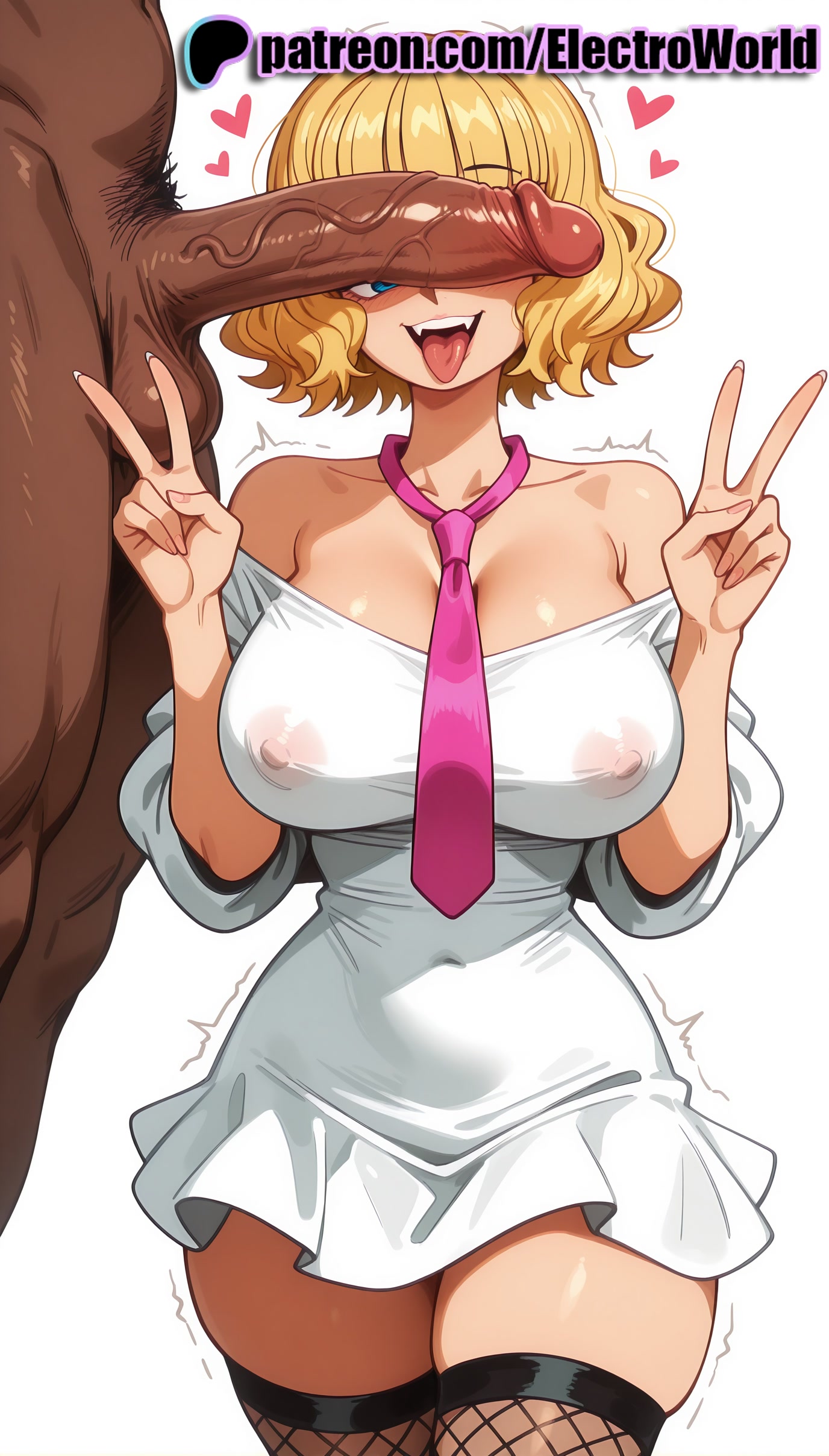 1boy, 1girls, 2025, ahe gao, ai generated, artist name, balls, blonde hair, breasts, bust, chest, cock, covered nipples, dark skin, dark-skinned male, dick, double v, electroworld, erection, female, fishnet legwear, fishnets, hairy, heart, hi res, high quality, high resolution, highres, huge cock, interracial, large penis, leg hair, male, male pubic hair, necktie, netorare, one piece, patreon, patreon username, penis, penis on face, precum, pubic hair, see-through, solo focus, stable diffusion, straight, stussy (one piece), testicles, thighhighs, tongue, tongue out, transparent background, trembling, twitching penis, uncensored, v, w, watermark