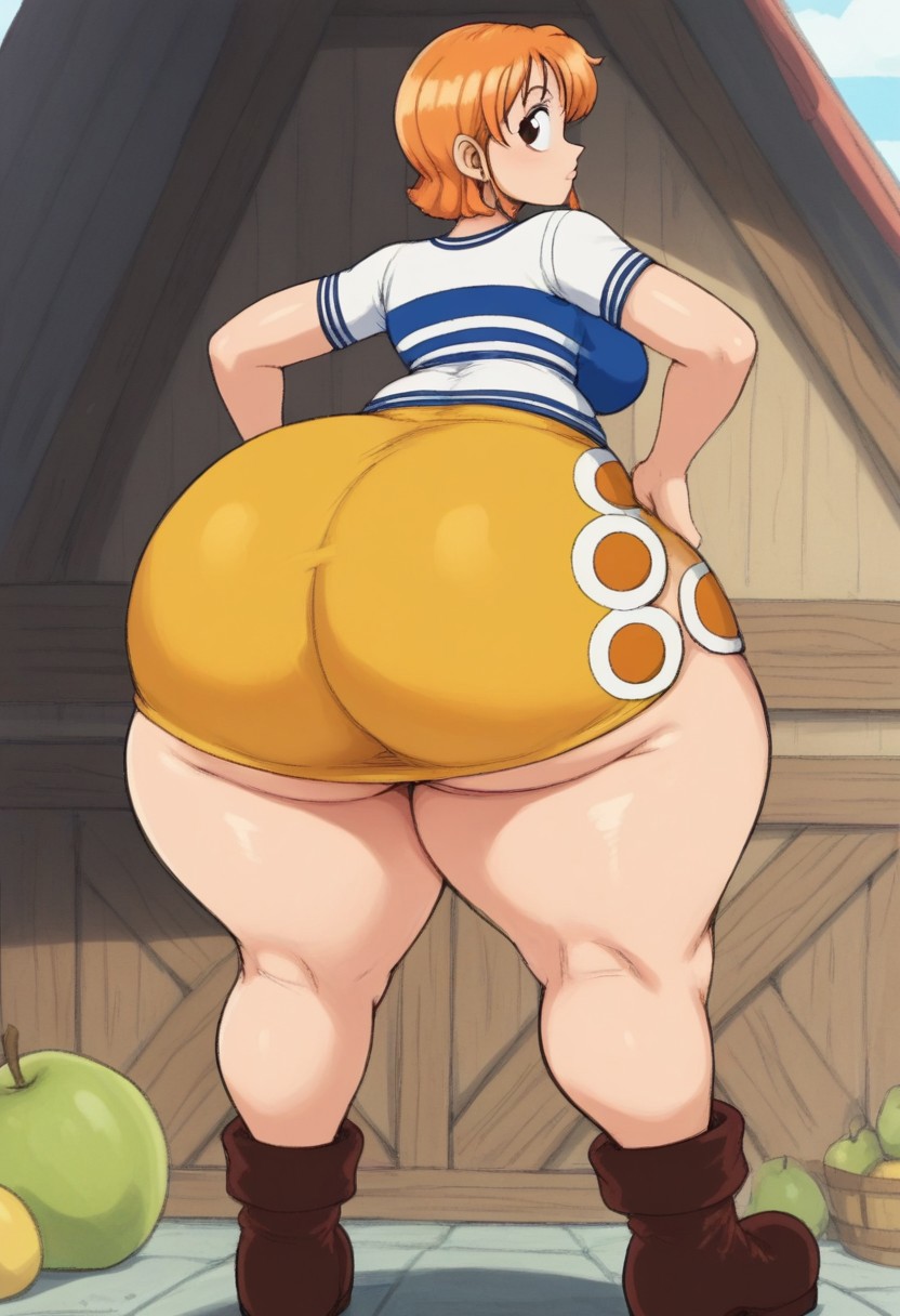 ai generated, ass, big ass, bottom heavy, clothing, female, female only, gvukub, huge ass, nami (one piece), one piece, thick thighs, wide hips