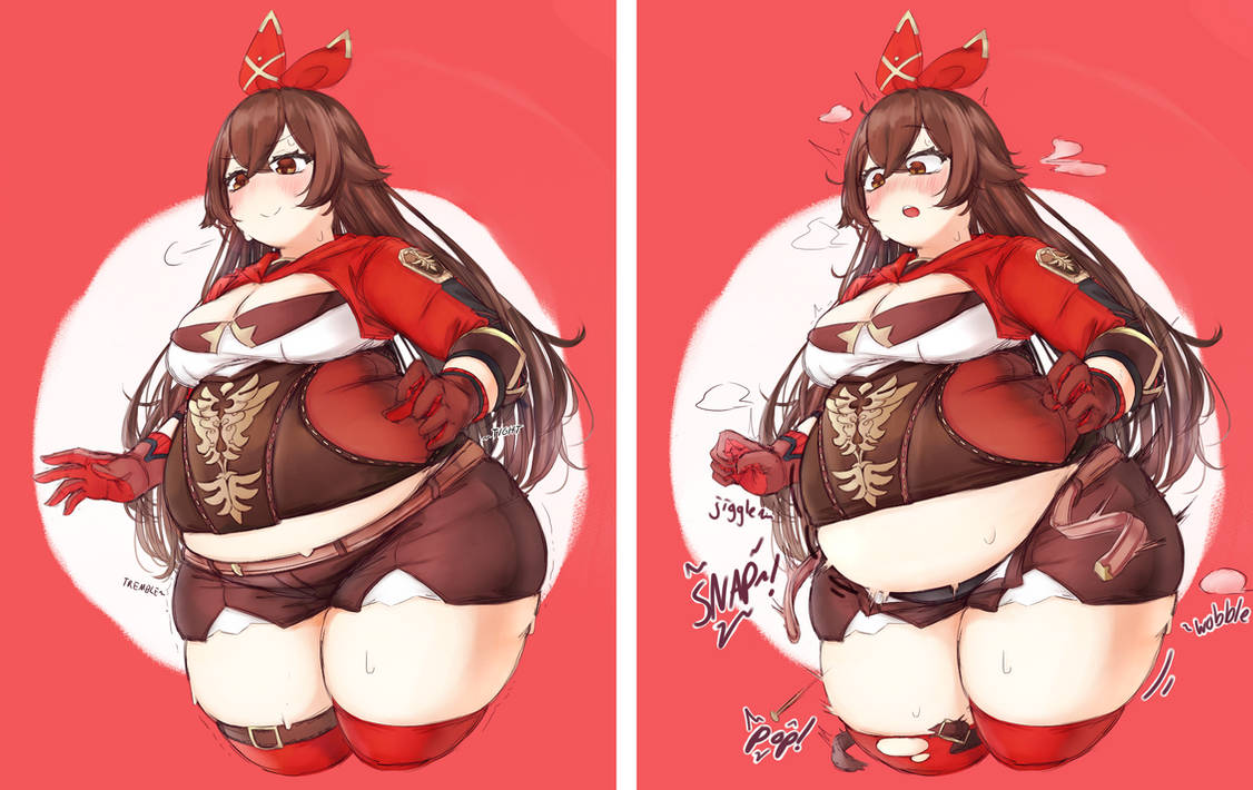 amber (genshin impact), ass, belly, big belly, fat, fat ass, fat female, fat thighs, female, genshin impact, hoyoverse, inflated belly, mihoyo, mihoyo technology (shanghai) co. ltd., mondstadt girls, orristerioso, tagme, tight clothing, weight gain, weight gain female