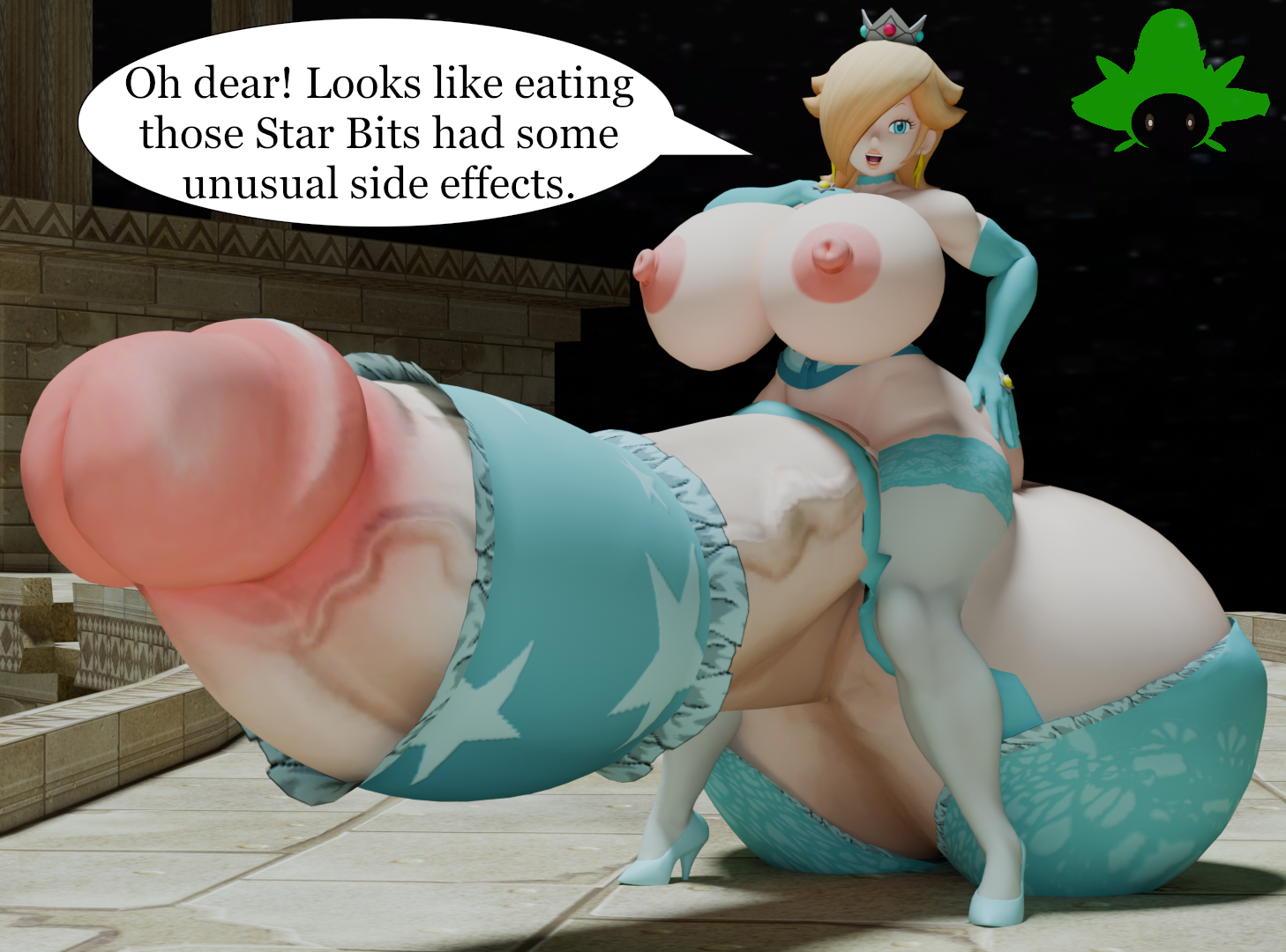 1futa, 3d, 3d (artwork), balls, big balls, big penis, blonde hair, blue eyes, cream hair, crown, enormous balls, enormous penis, erection, futanari, genitals, gigantic balls, gigantic penis, huge balls, huge penis, human, human futa, human only, hyper, hyper balls, hyper genitalia, hyper penis, hyper testicles, intersex, kabalmystic (style), kennyb0mber (artist), large balls, large penis, light skin, light-skinned futa, mammal, mario (series), massive balls, massive penis, nintendo, nipples, penis bigger than head, penis expansion, princess, princess rosalina, royalty, tagme, testicles