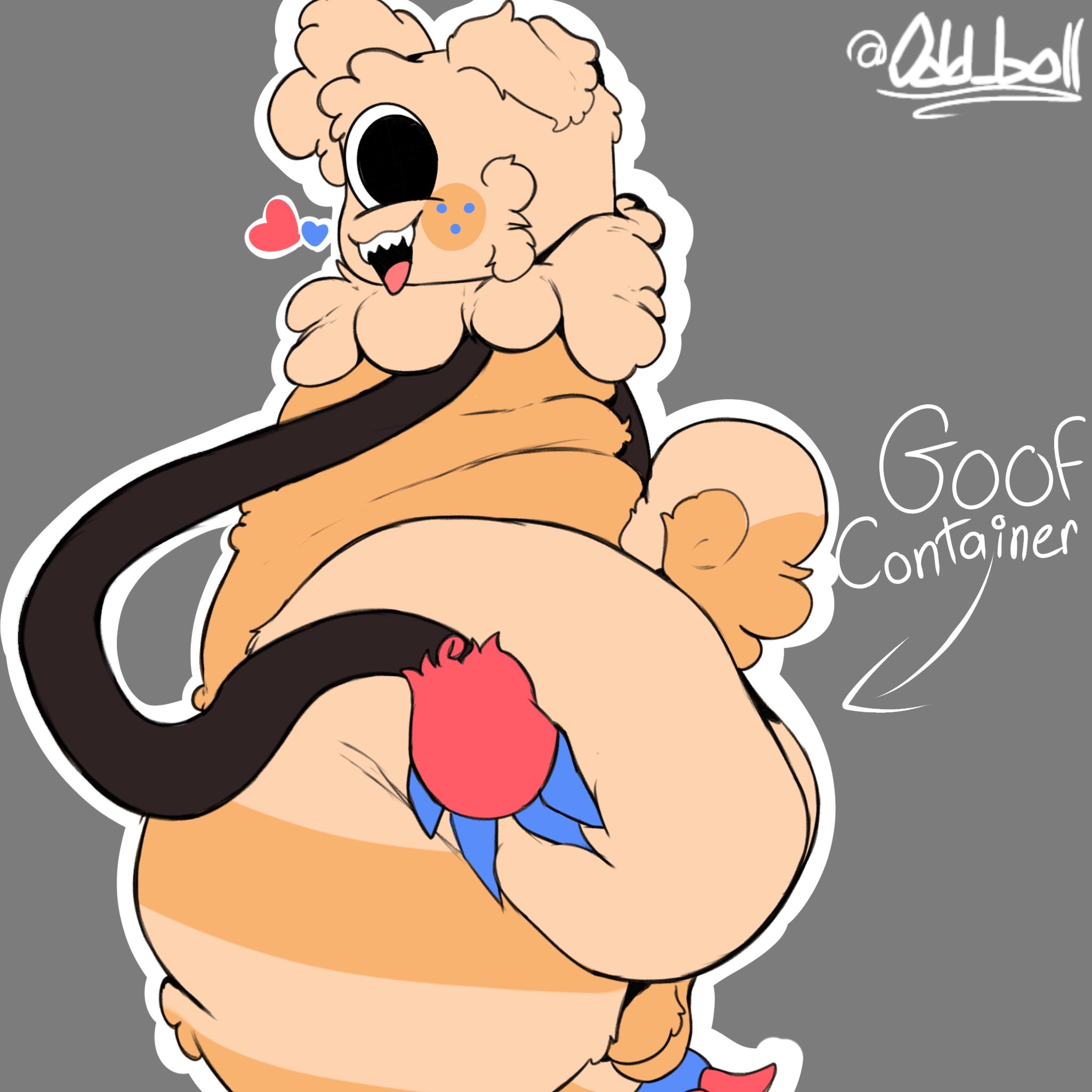 1boy, cute, cute male, dandy's world, fat ass, femboy, femboy only, goob (dandy's world), happy, holding ass, huge ass, looking at viewer, male, male only, odd boll, tail