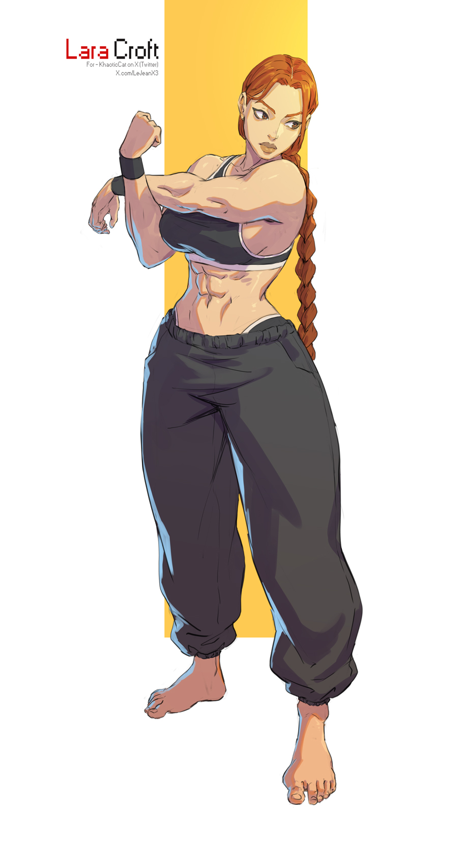 abs, athletic, athletic female, bare back, busty, female, female focus, female only, full body, hourglass figure, kasai x3, lara croft, lara croft (classic), muscle tone, pinup, sport, sports bra, sportswear, tagme, tomb raider, tomb raider (classic), toned, toned female, wide hips