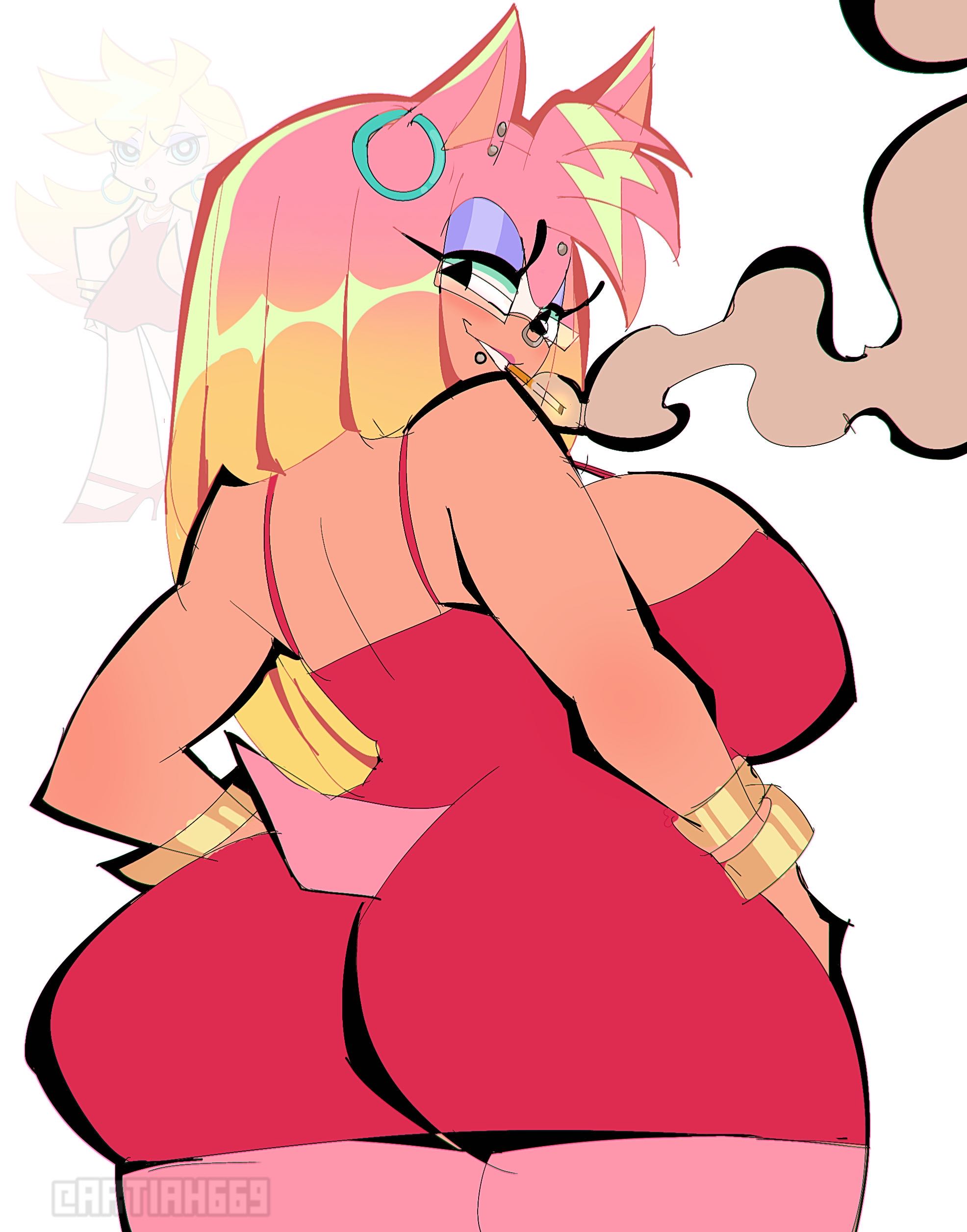 1girls, amy rose, anthro, ass, ass bigger than head, big ass, big breasts, breasts, breasts bigger than head, breasts out, bubble ass, bubble butt, busty, busty female, curvaceous, curvy, curvy female, curvy figure, ear piercing, enormous breasts, fat ass, female, female only, fleshpie669, furry, giant breasts, gigantic breasts, hedgehog, huge ass, huge breasts, huge butt, huge thighs, large breasts, looking at viewer, massive ass, massive breasts, massive thighs, nose piercing, panty anarchy (cosplay), piercing, pinup, short dress, sideboob, smoking, sonic (series), sonic the hedgehog (series), thick ass, thick legs, thick thighs, thunder thighs, thunderthighs, tits bigger than head, tits out, v rose (peachpie669), wide hips, wide thighs