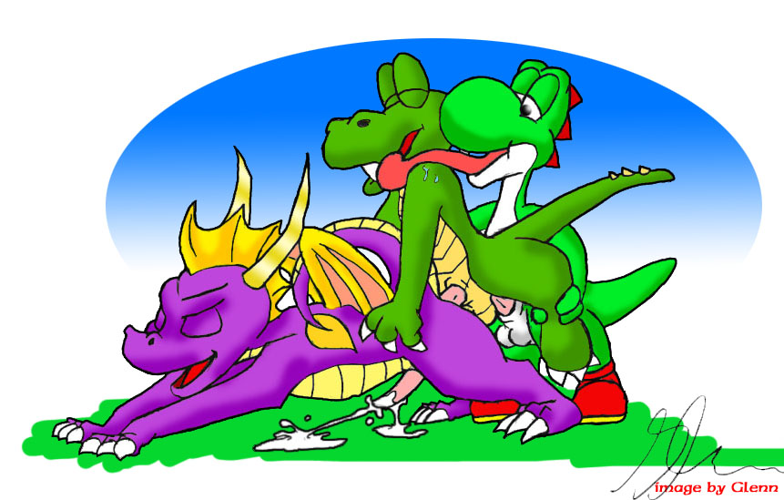 2d 3boys anal angelo arenas artist_name artist_signature croc croc:_legend_of_the_gobbos crossover cum dragon furry glenn male male_only mario_(series) multiple_boys nintendo nude simple_background spyro spyro_the_dragon straight_hair white_background yaoi yoshi