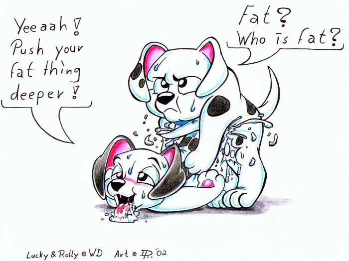 101_dalmatians 2002 anthro canine dennis_pawers disney dog feral fur furry gay lucky_(101_dalmatians) male_only rolly sex