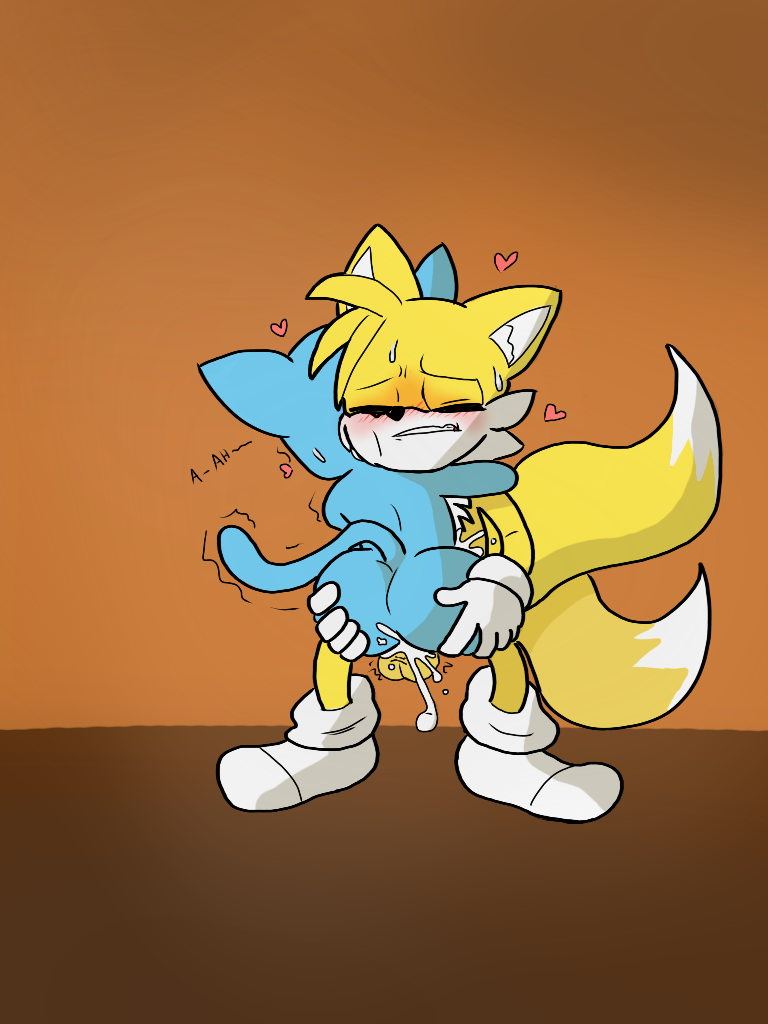 ass balls blush bottom_view cartoon_network crossover cum cumshot cute edude ejaculation fur gumball_watterson male_only orgasm shaking shivering sonic_(series) sonic_the_hedgehog_(series) taillove_(artist) tails the_amazing_world_of_gumball warner_brothers